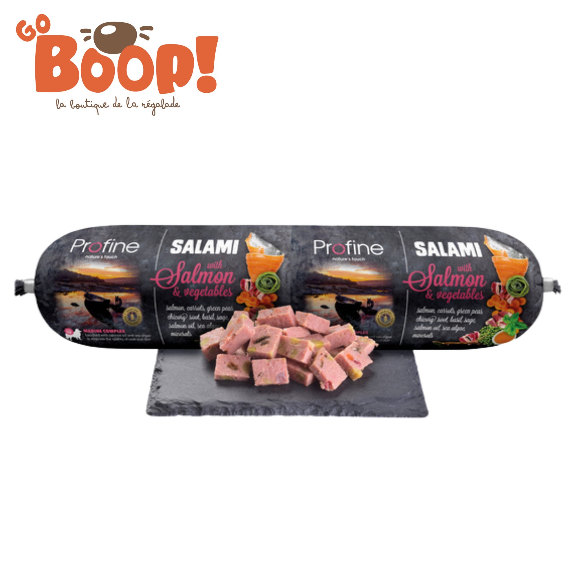 🐟🥕 Profine Salami Saumon & Légumes – Saucisse complète pour chiens adultes (800 g)