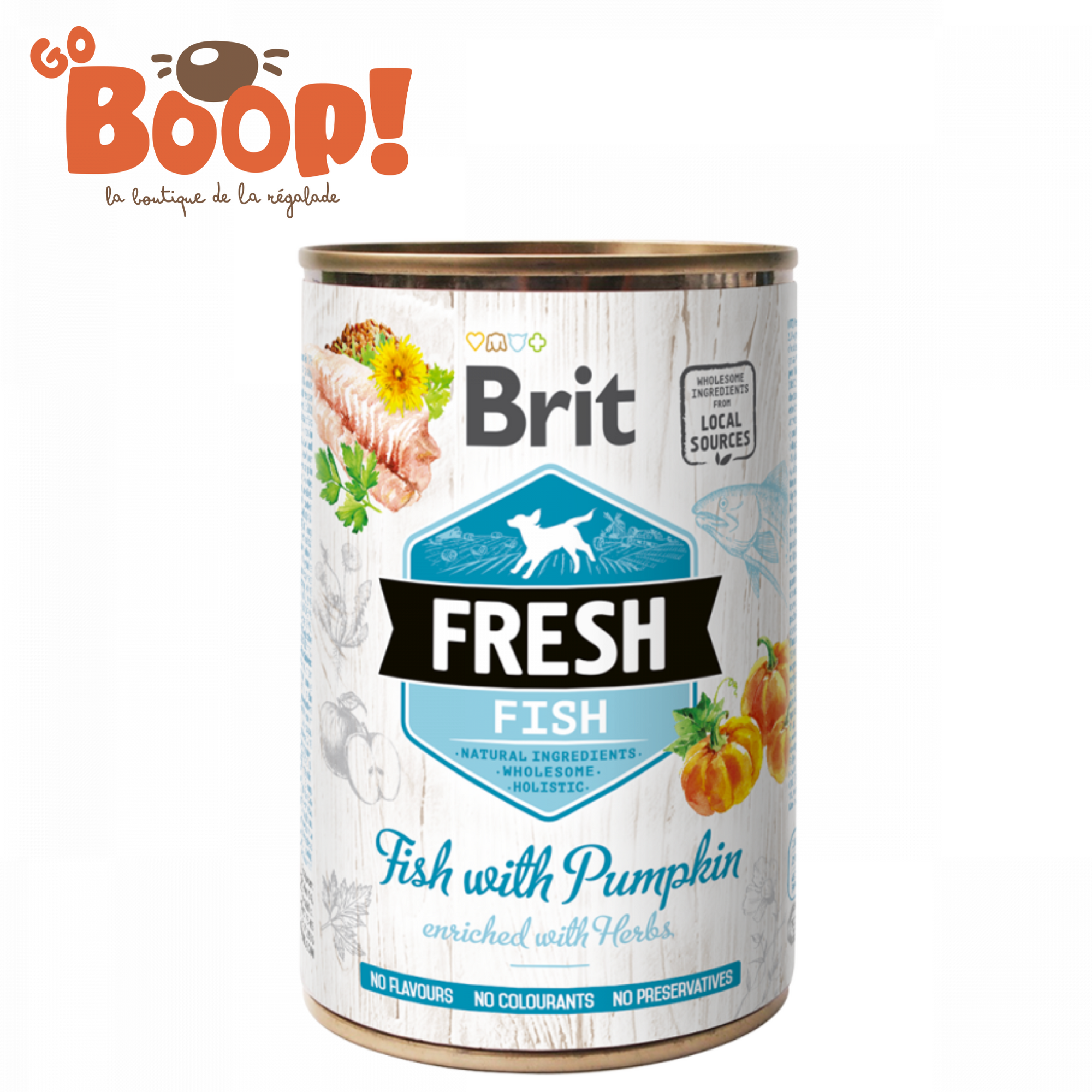 🐟🎃 Brit Fresh Poisson avec Citrouille – Aliment humide pour chiens adultes (400 g)