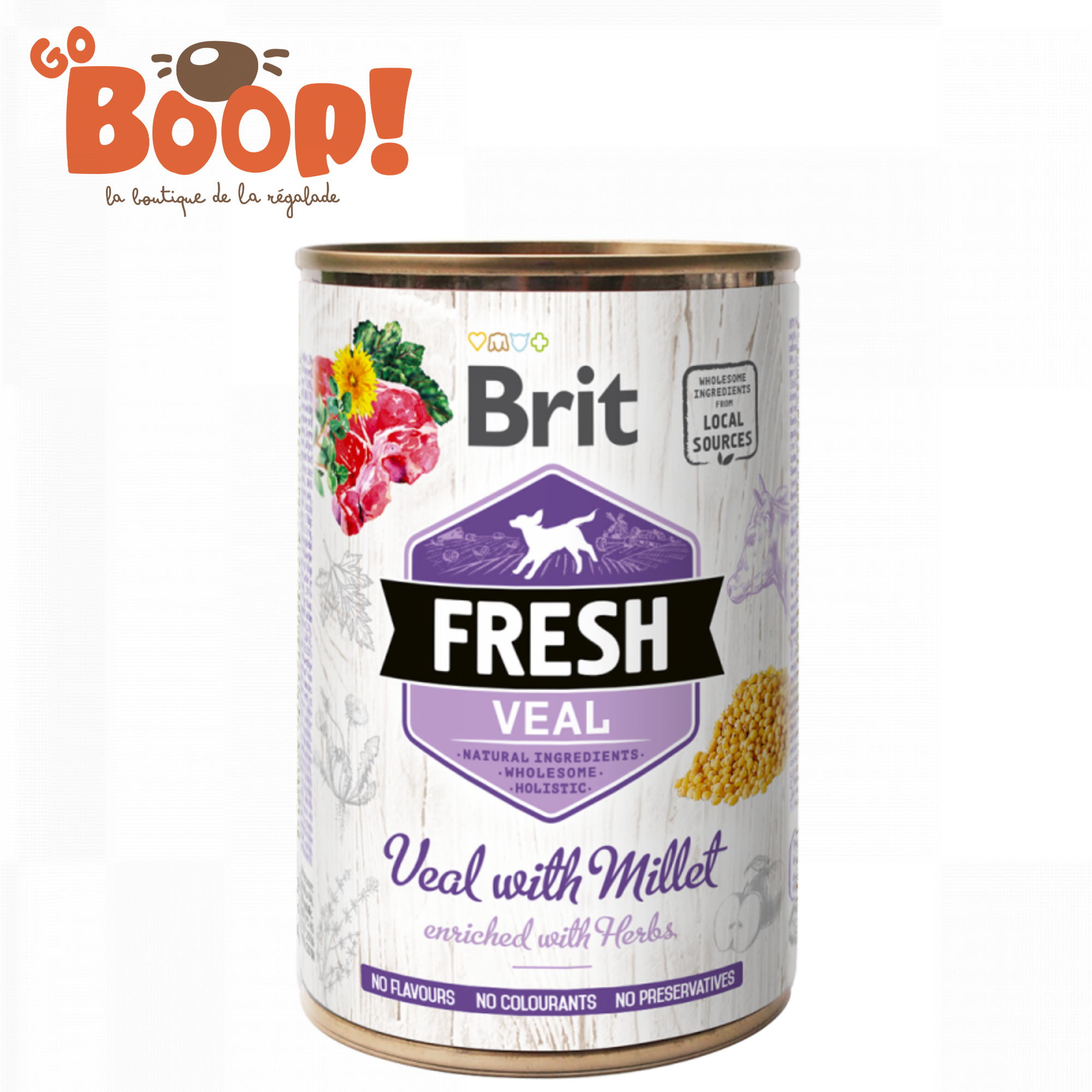 🐄🌾 Brit Fresh Veal & Millet – Aliment humide complet pour chiens adultes (400 g)