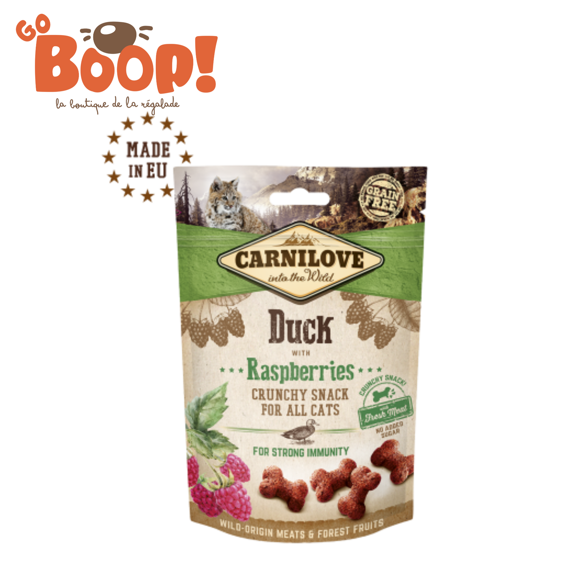 🍗 Friandises Carnilove Crunchy – Canard & Framboises – 50 g