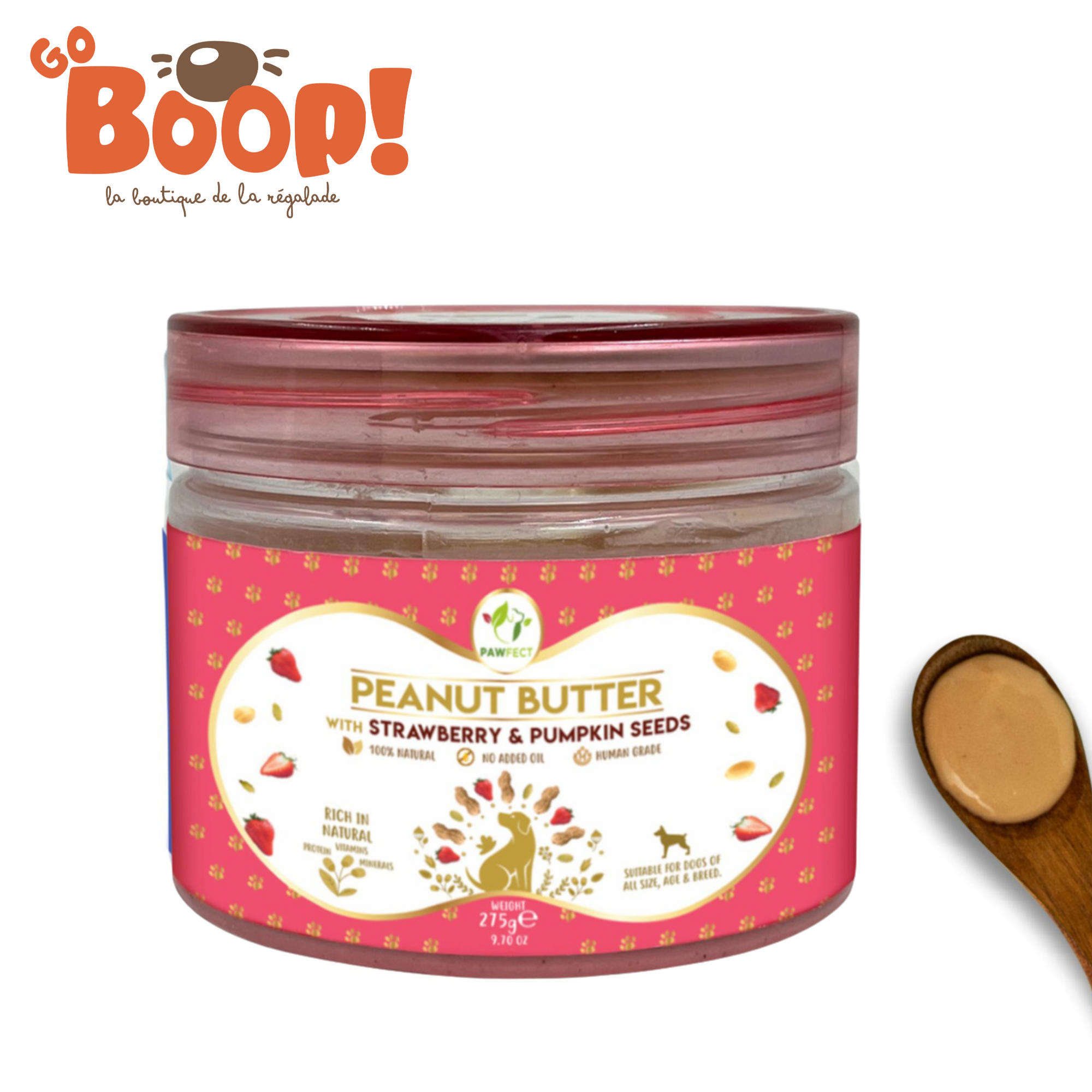 Beurre de cacahuète Pawfect – Fraise et Potiron 275G