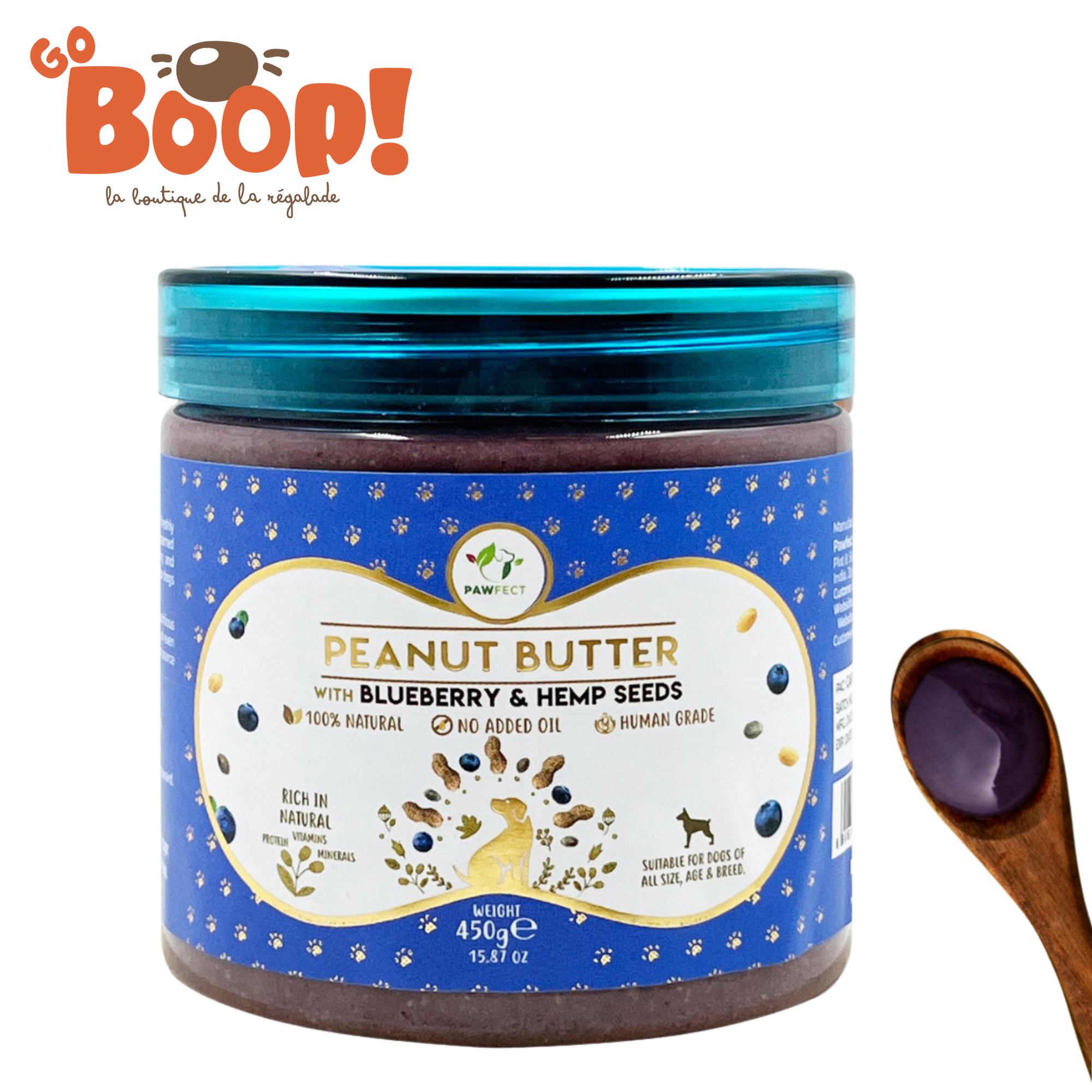 🎉 Pawfect – Beurre de cacahuète Myrtille chanvre  XXL 450 g