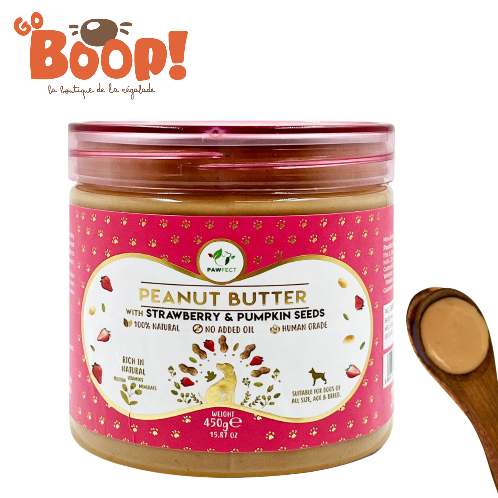 🎉 Pawfect – Beurre de cacahuète Fraise Potiron  XXL 450 g