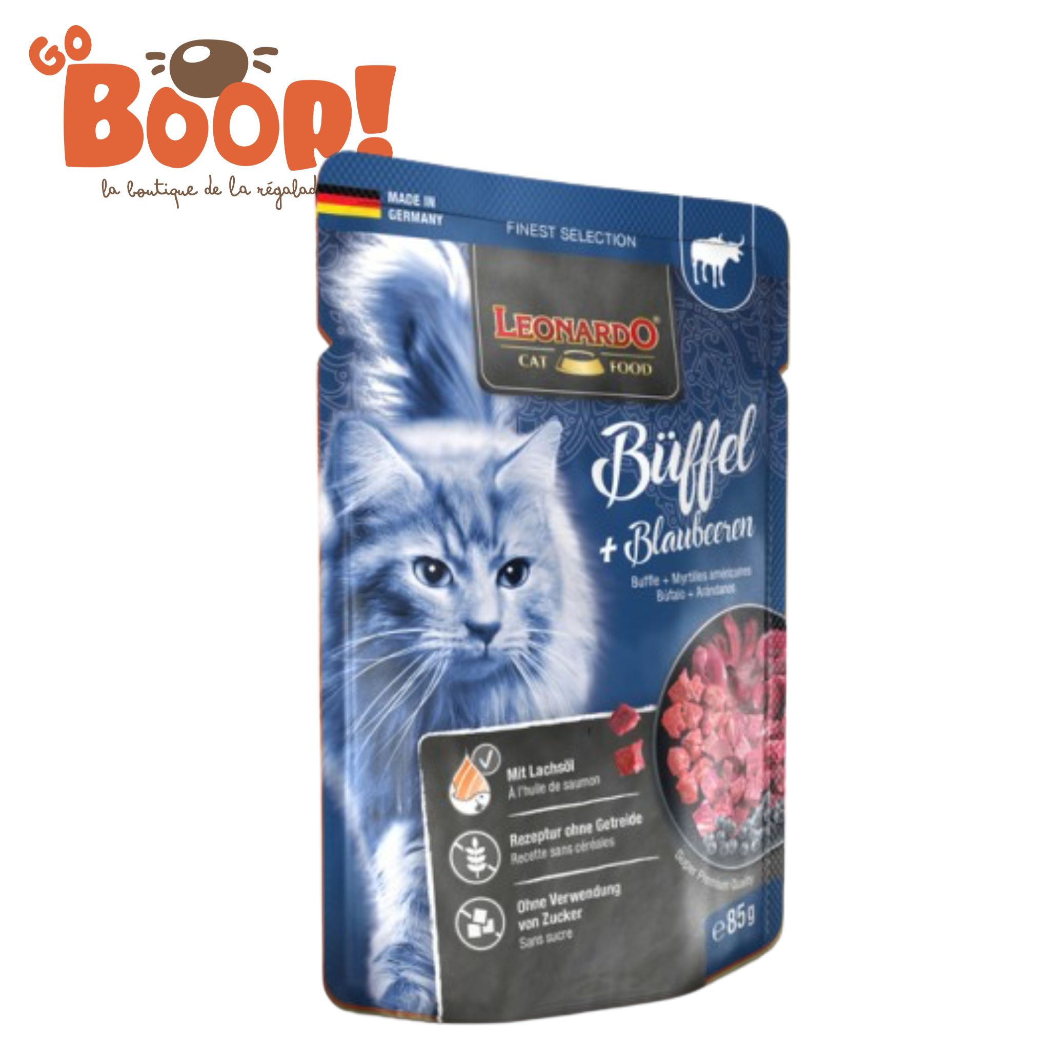 🐃 Leonardo Sachet Fraîcheur Buffle & Myrtille – 85 g