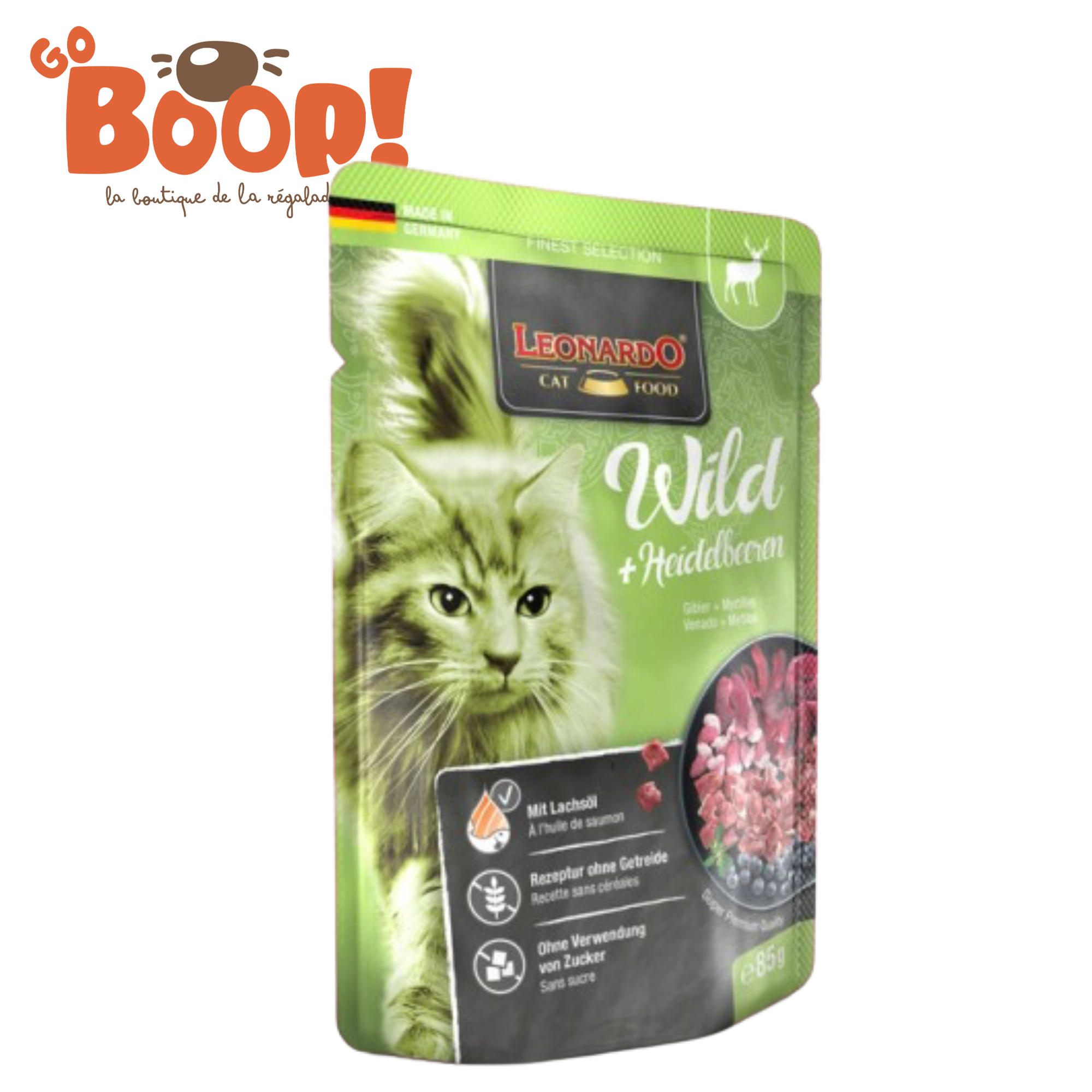 🦌 Leonardo Sachet Fraîcheur Gibier & Myrtille – 85 g