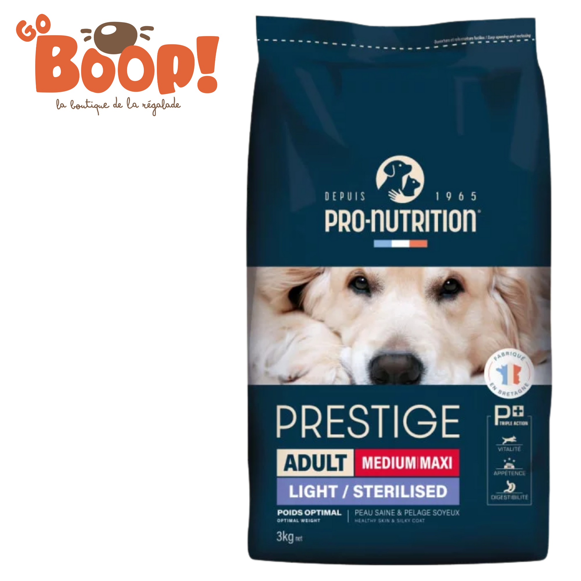 Prestige Light & Sterilized chien stérilisé Medium/Maxi – Croquettes hypocaloriques fabriquées en France