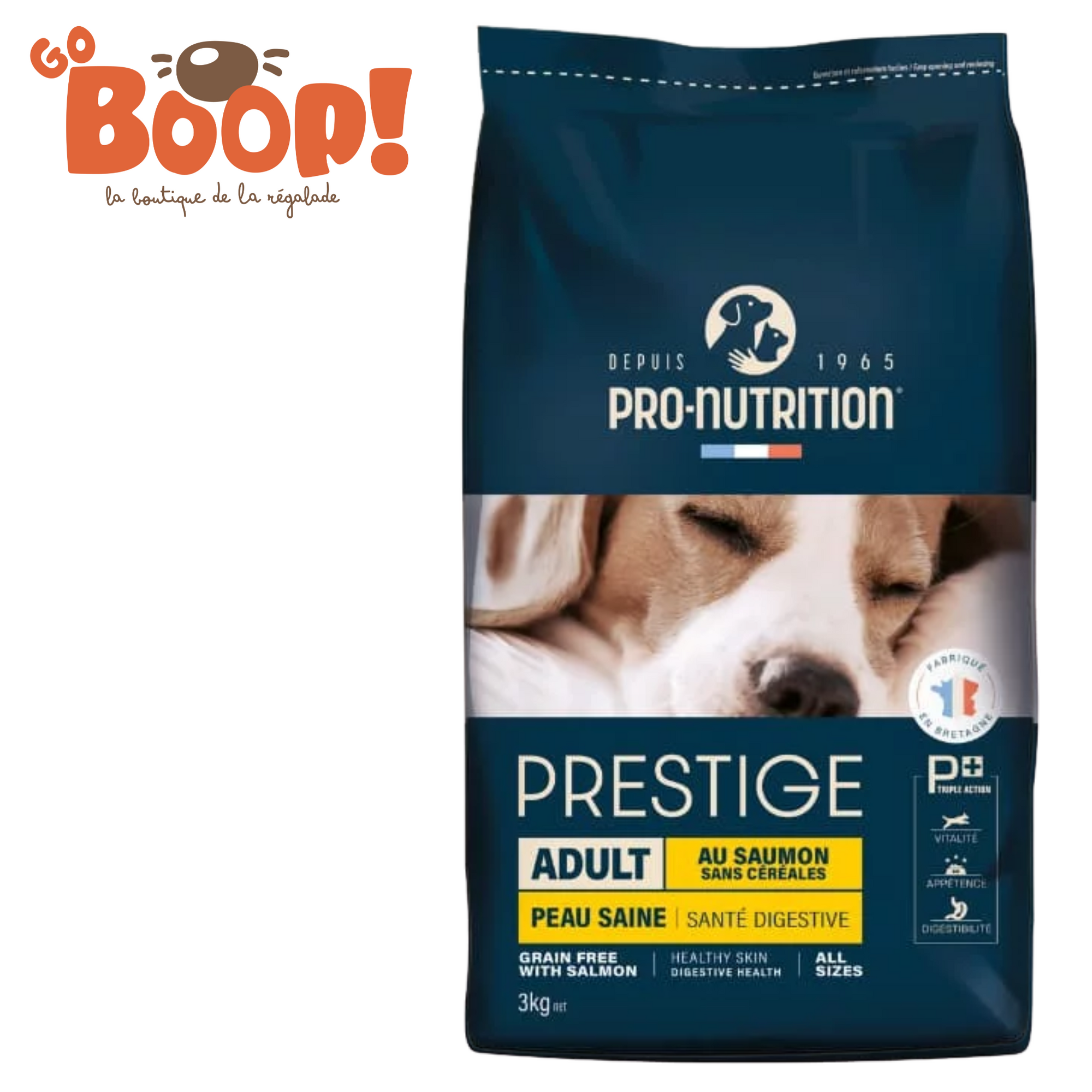 Prestige Adult Sans Céréales au Saumon – Croquettes chien peau sensible | Pro-Nutrition
